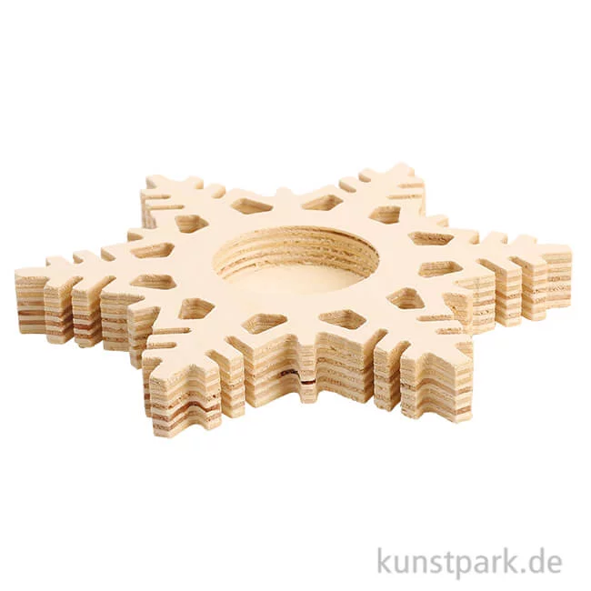 Artikelbild 1 des Artikels “Teelichthalter Schneeflocke, Holz, 150 x 150 x 18 mm “