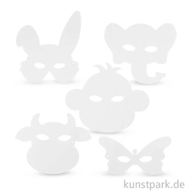 Artikelbild 1 des Artikels “Tier-Masken aus weißem Karton mit Gummiband, 16 Stück “