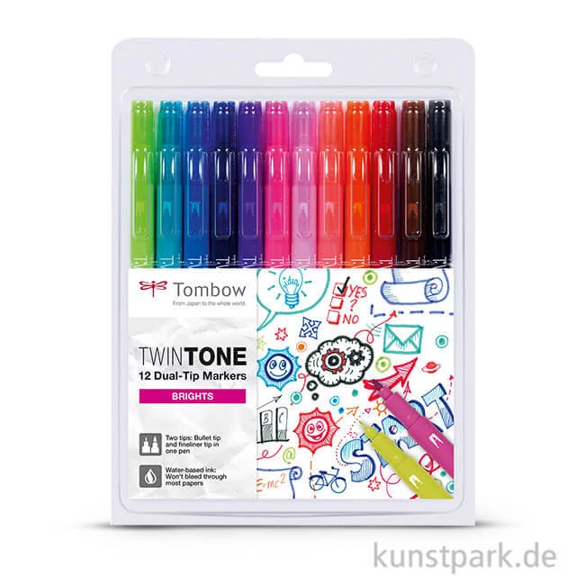 Artikelbild 1 des Artikels “Tombow Doppelfasermaler TwinTone, 12 Stifte Set - Leuchtende Farben “