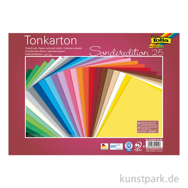 Artikelbild 1 des Artikels “Tonkarton 25 x 35 cm, 25 Bogen farbig sortiert, 220g/m² “
