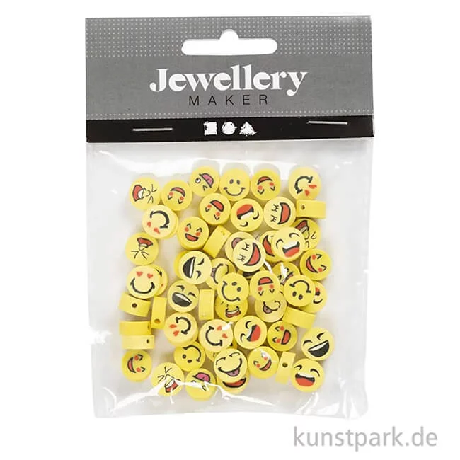 Artikelbild 1 des Artikels “Tonperlen - Smiley, 10 mm, Lochgröße 1,5 mm, 60 Stück “