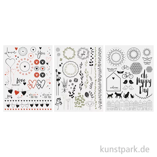 Artikelbild 1 des Artikels “Transfer Rub On 3D -  Happy Day, verschiedene Designs, 3 Bogen “