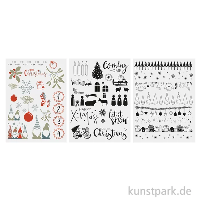 Artikelbild 1 des Artikels “Transfer Rub On 3D -  Merry Christmas, verschiedene Designs, 3 Bogen “