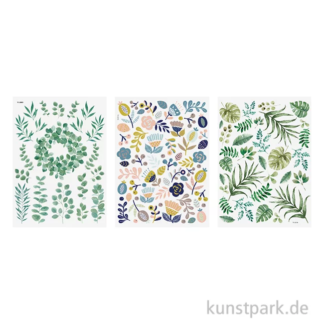 Artikelbild 1 des Artikels “Transfer Rub On - Botanical Flowers, verschiedene Designs, 3 Bogen “