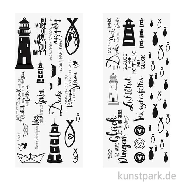 Artikelbild 1 des Artikels “Transferfolie Fische, Boote, Leuchtturm, verschiedene Designs, 2 Bogen “