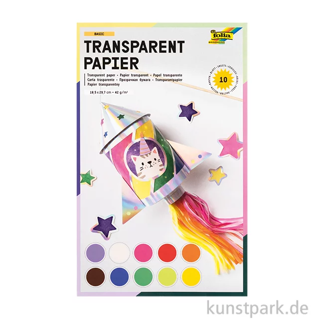 Artikelbild 1 des Artikels “Transparentpapier Set, 18,5x29,7 cm, 42g, 10 Blatt farbig sortiert “