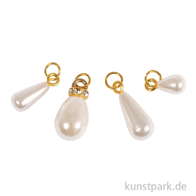 Artikelbild 1 des Artikels “Tropfen Charms, Gold, 6x8+6x12+8x16+10x14 mm, 4 Stück “