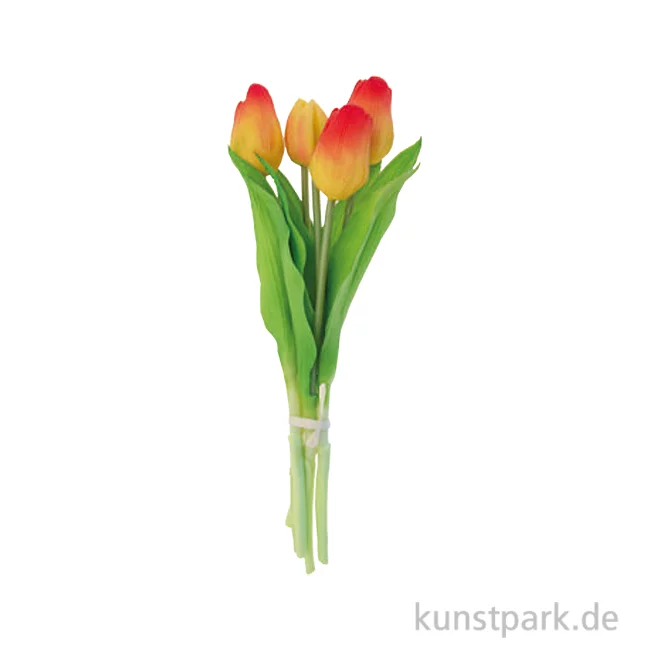 Artikelbild 1 des Artikels “Tulpenstrauß aus Kunststoff, 5er Set, 30 cm, Gelb Orange “