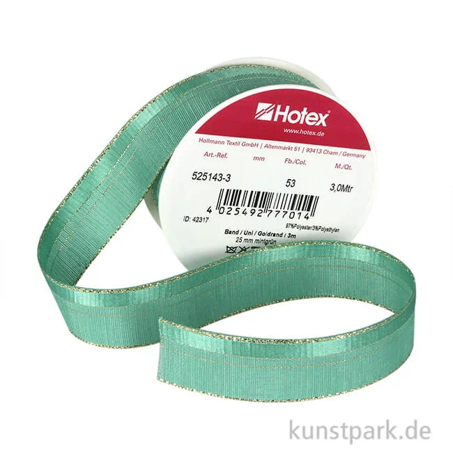 Artikelbild 1 des Artikels “Uniband - Dekoband mit Goldrand - 25 mm x 3 m Mintgrün“