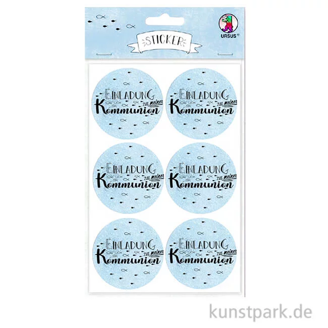 Artikelbild 1 des Artikels “Sticker - Einladung zu meiner Kommunion, Hellblau, 24 Stück “