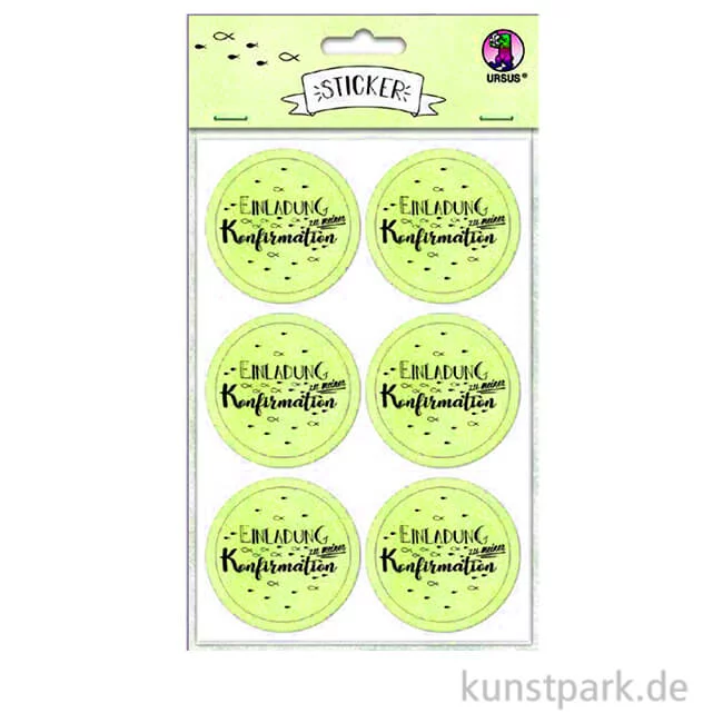 Artikelbild 1 des Artikels “Sticker - Einladung zu meiner Konfirmation, Hellgrün, 24 Stück “