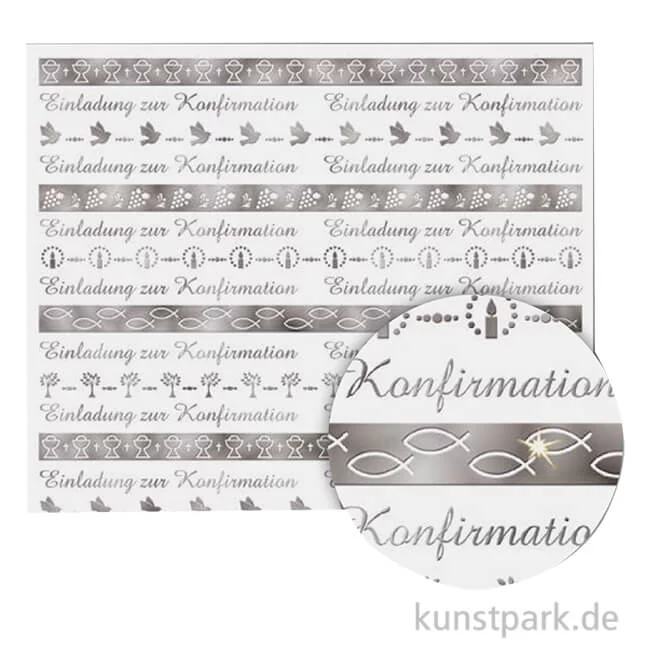 Artikelbild 1 des Artikels “Transparentpapier Konfirmation, Bordüre, Silber, DIN A4, 5 Blatt “