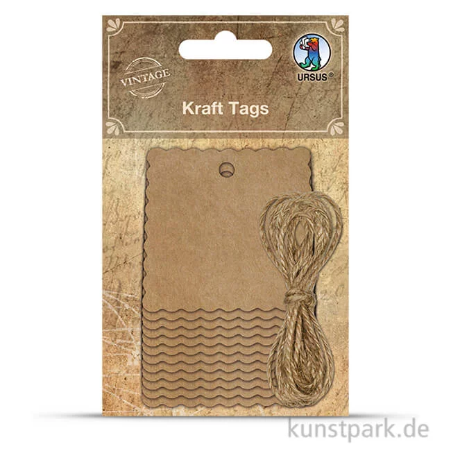 Artikelbild 1 des Artikels “Vintage Anhänger - Eckig aus Kraftpapier, 12 Stück “