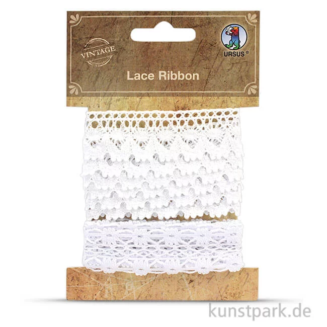 Artikelbild 1 des Artikels “Vintage Spitzenband - Weiß, 2,2 cm x 1 m, 2 Stück sortiert “