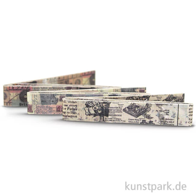Artikelbild 1 des Artikels “Vintage Stoffbänder - Zeitung 3-er Set, 1,5 cm x 1 m, selbstklebend “