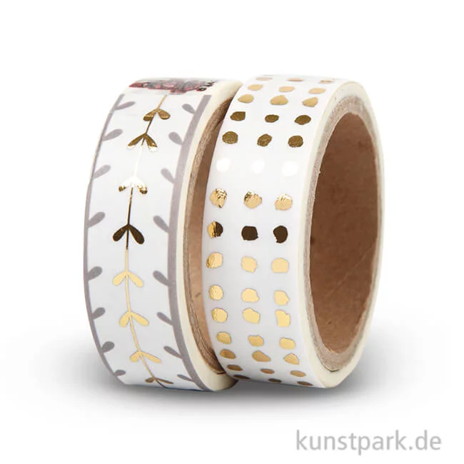 Artikelbild 1 des Artikels “Vivi Gade Washitape - Punkte Gold, 15 mm, Set mit 2x4 m “