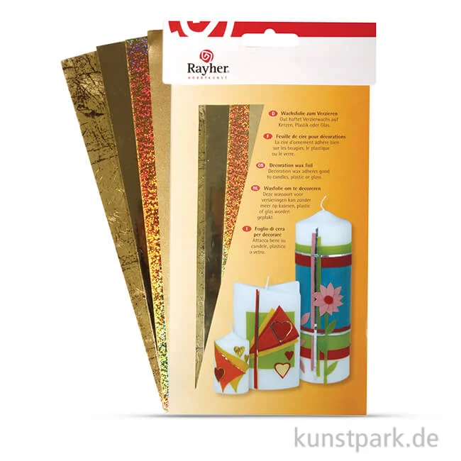 Artikelbild 1 des Artikels “Wachsfolie - Gold-Töne, 20x6,5 cm, 4 Stück sortiert “