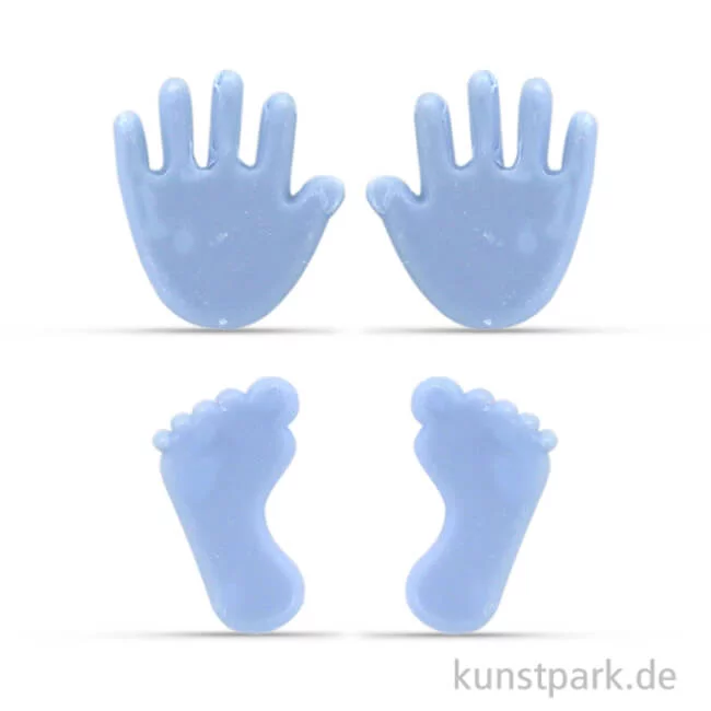 Artikelbild 1 des Artikels “Wachsmotiv - Babyfüße- und Hände, 4 Stück sortiert Hellblau“