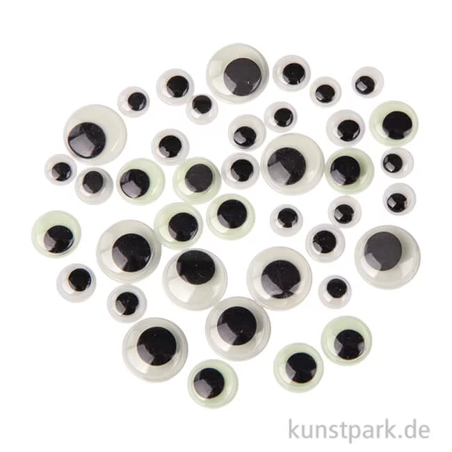 Artikelbild 1 des Artikels “Wackelaugen Glow in the Dark, 10 / 12 / 15 / 20 mm, 40 Stück “