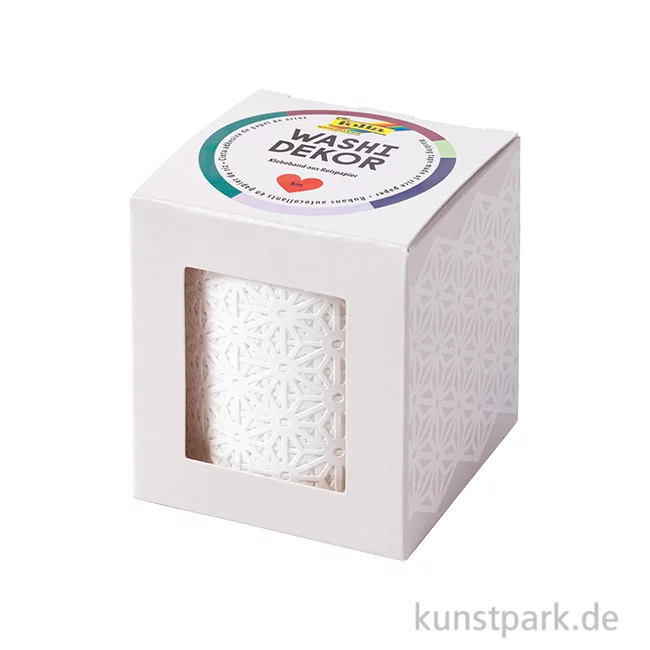 Artikelbild 1 des Artikels “Washi-Dekor-Tape, Blüten Muster Weiß, 50 mm, 5 m Rolle “