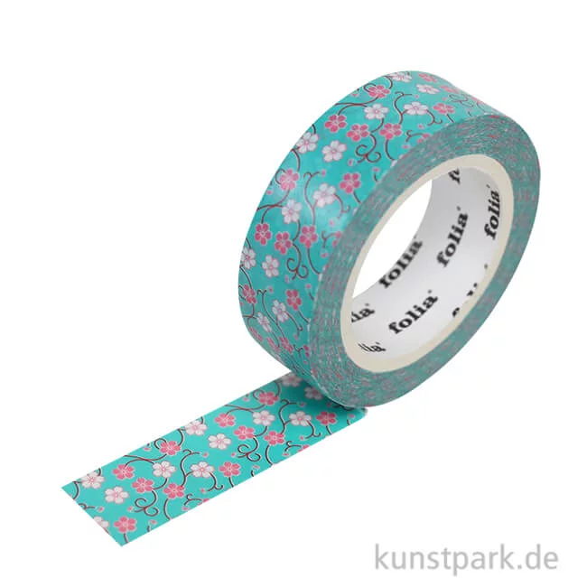Artikelbild 1 des Artikels “Washi-Tape Blütenranke Blau, 15 mm, 10 m Rolle “