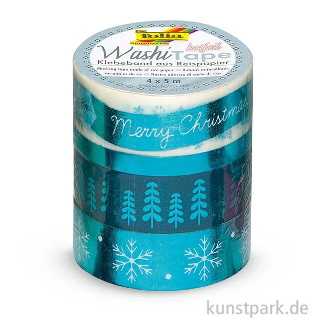 Artikelbild 1 des Artikels “Washi-Tape Hotfoil - EISBLAU, Merry Christmas, 4er Set, je 5 m “