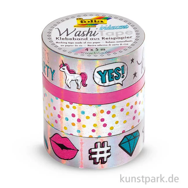 Artikelbild 1 des Artikels “Washi-Tape Hotfoil - IRISIEREND Silber, 4er Set, je 5 m “