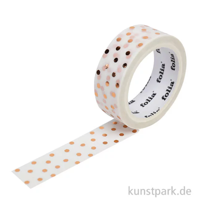 Artikelbild 1 des Artikels “Washi-Tape Hotfoil Rosegold Dots, 15 mm, 5 m Rolle “