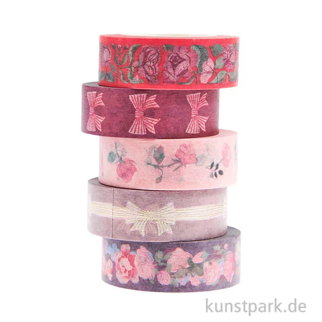Artikelbild 1 des Artikels “Washi Tape Set - La Vie en Rose, Pink, 5 Stück, je 10 m “