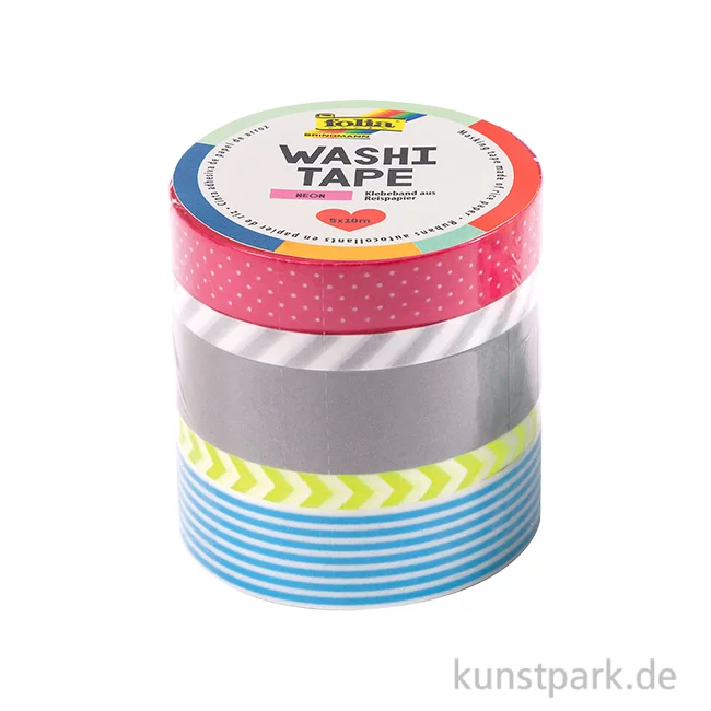 Artikelbild 1 des Artikels “Washi-Tape Set - NEON Gelb Bunt, 5 Rollen, je 10 m “