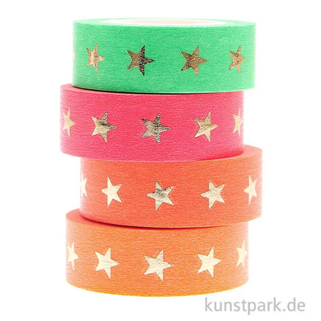 Artikelbild 1 des Artikels “Washi Tape Set - Neon, Hot Foil Sterne, 4 Stück, je 10 m “