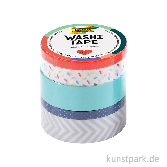 Artikelbild 1 des Artikels “Washi-Tape Set - NEON Orange Bunt, 5 Rollen, je 10 m “