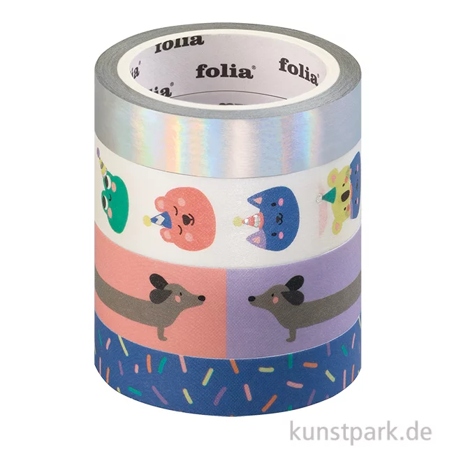 Artikelbild 1 des Artikels “Washi-Tape Set - PARTY ANIMALS, Hotfoil, 4 Rollen, je 5 m “
