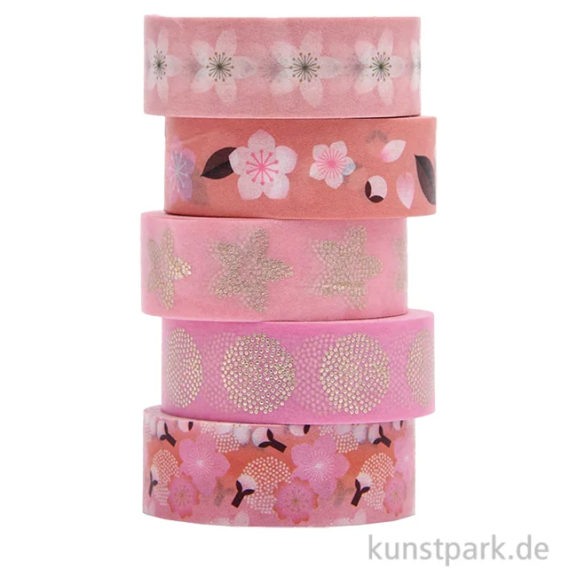 Artikelbild 1 des Artikels “Washi Tape Set - Sakura, Kirschblüten, 5 Stück, je 10m “