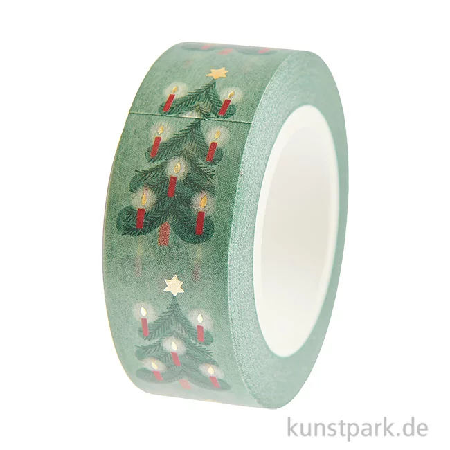 Artikelbild 1 des Artikels “Washi Tape - Weihnachtsbäume, Mint, 15 mm, 10 m Rolle “
