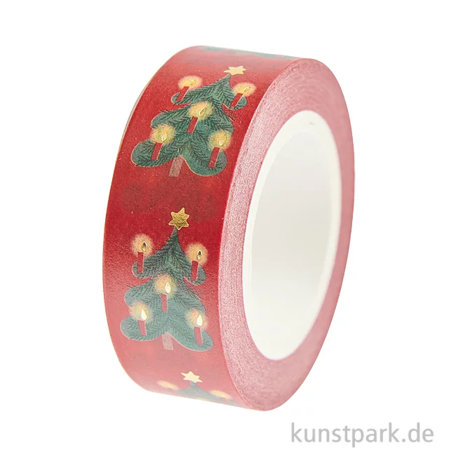 Artikelbild 1 des Artikels “Washi Tape - Weihnachtsbäume, Rot, 15 mm, 10 m Rolle “