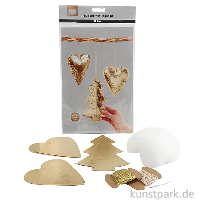 Artikelbild 1 des Artikels “Weihnachtsanhänger aus Lederpapier - Gold, 3 Designs “