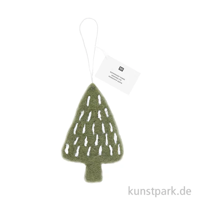Artikelbild 1 des Artikels “Weihnachtsanhänger Tanne, Handgefilzt, Grün, 10,5 x 6 x 1,3 cm “