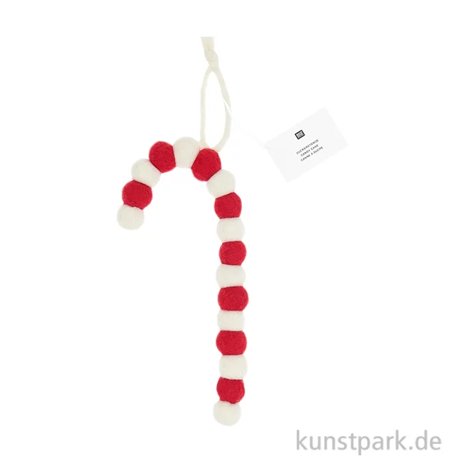 Artikelbild 1 des Artikels “Weihnachtsanhänger Zuckerstange, Filz, Rot-Weiß, 25 x 10 x 2,5 cm “