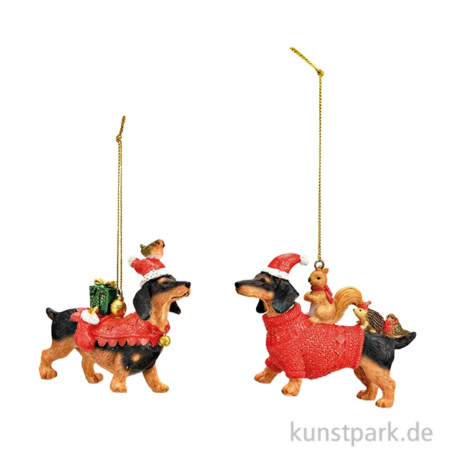 Artikelbild 1 des Artikels “Weihnachtshänger Dackel aus Poly, Rot, Sortiert, 10 x 8 x 3 cm “