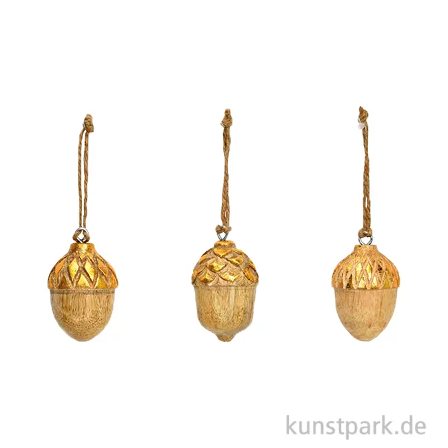 Artikelbild 1 des Artikels “Weihnachtshänger Eichel, Mangoholz, Natur/Gold, Sortiert, 5 x 6 x 5 cm “