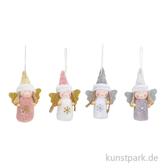 Artikelbild 1 des Artikels “Weihnachtshänger Engel, Textil, Rosa/Weiß/Grau, Sortiert, 6 x 9 x 3 cm “