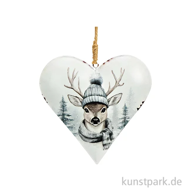 Artikelbild 1 des Artikels “Weihnachtshänger Herz, Hirsch Dekor, Metall, Grau, 15 x 15 x 2 cm “