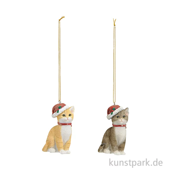 Artikelbild 1 des Artikels “Weihnachtshänger Katze mit Mütze aus Poly, Sortiert, 6 x 9 x 4 cm “