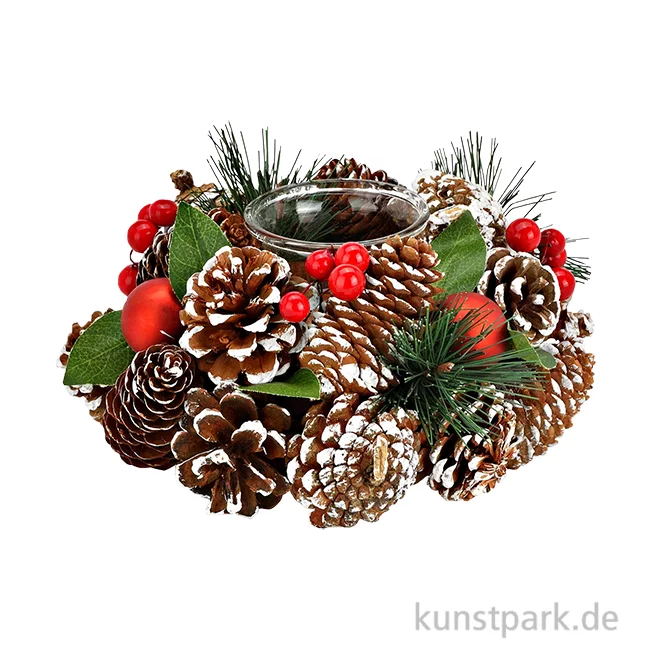 Artikelbild 1 des Artikels “Weihnachtskranz mit Teelichthalter aus Glas, 19 x 9 x 19 cm “
