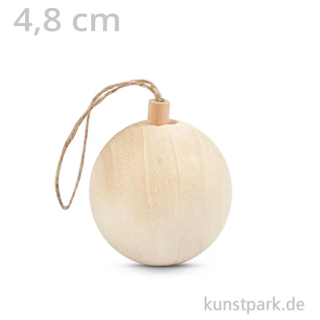 Artikelbild 1 des Artikels “Weihnachtskugel aus hellem Holz mit Aufhänger 4,8 cm“
