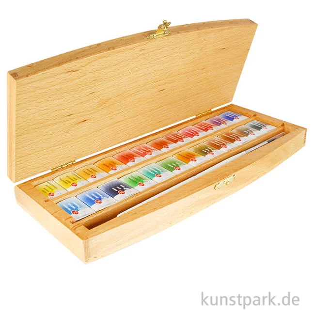 Artikelbild 1 des Artikels “White Nights Aquarell-Holzkasten mit 24 ganzen Näpfchen und Pinsel “