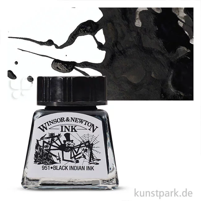 Artikelbild 1 des Artikels “Winsor & Newton Drawing Ink, 14 ml Einzelfarbe | Schwarz (Indisch)“