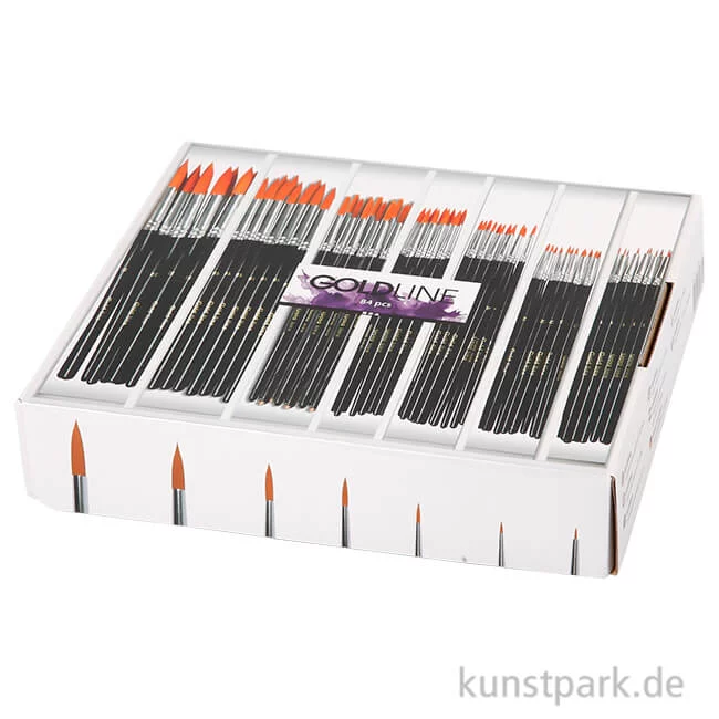 Artikelbild 1 des Artikels “XXL Set - Gold Line Synthetikpinsel, Rund, 84 Stück in Displaybox “