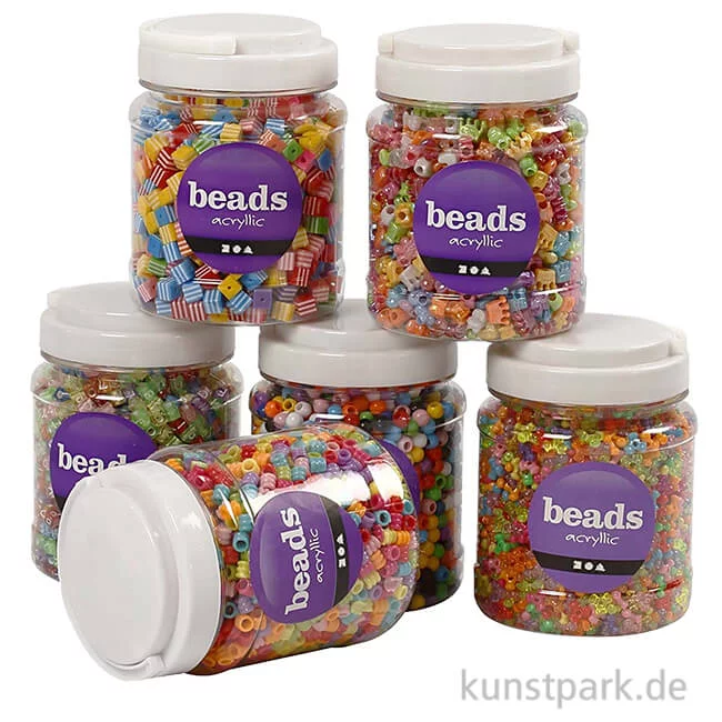 Artikelbild 1 des Artikels “XXL Set - Kunststoffperlen zum Basteln, Bunt, 7-10 mm, 6 x 700 ml “